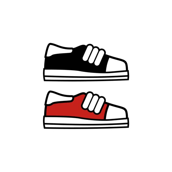 Preto e Vermelho Sneakers Ícone Vector — Vetor de Stock