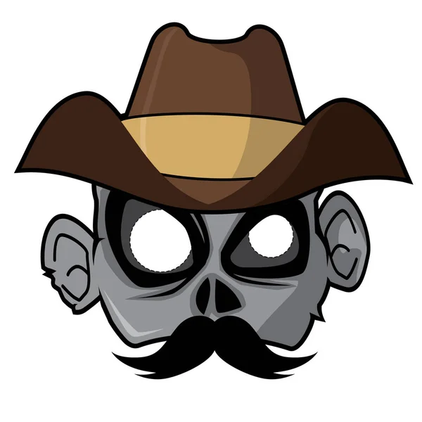 Halloween Vector Paper Mask - Cowboy Zombie — Stockvector