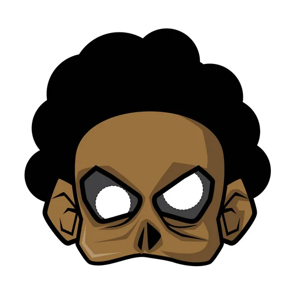 Masque de papier vectoriel Halloween Afro Zombie — Image vectorielle