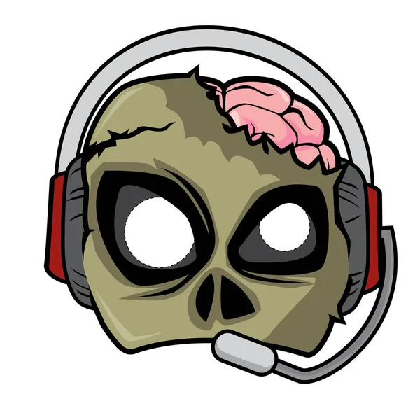 Kulaklık takmış geek zombi — Stok Vektör