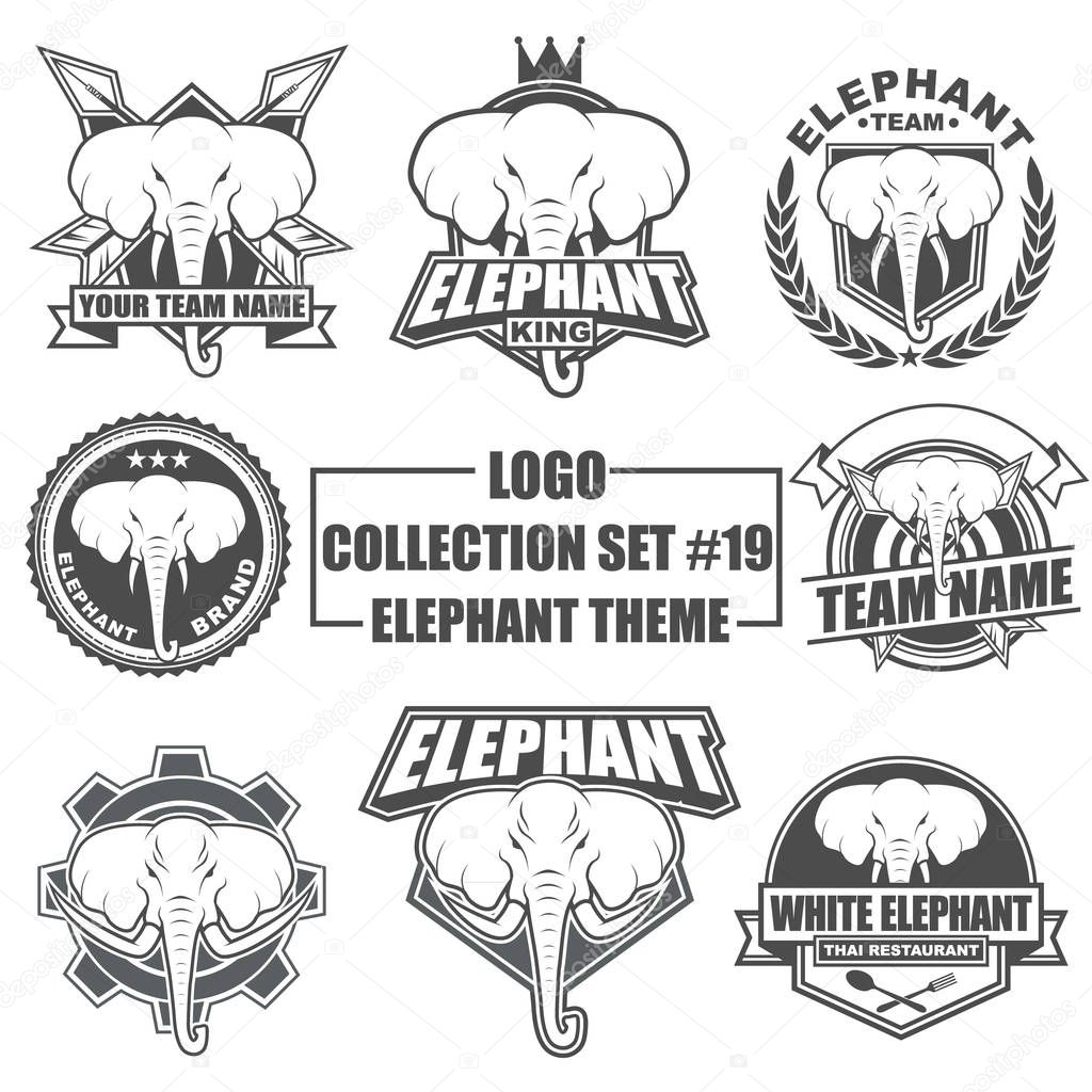 Vector logo, badge, emblem, symbol and icon template design with Elephant Theme