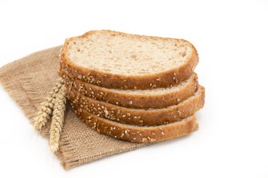 Sliced Breadd with  isolated on white background and  wheat ears clipart