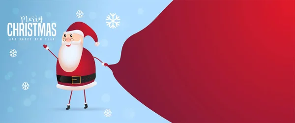Santa Claus Huge Bag Walk Delivery Christmas Gifts Snow Fall — Stock Vector