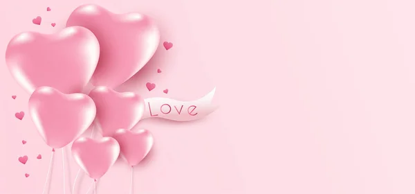 Kalp Balonları Boşluklu Sevgililer Günü Arkaplanı — Stok Vektör