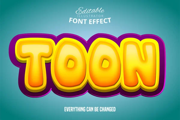 Toon Text Purple Yellow Editable Font Effect — Stock Vector