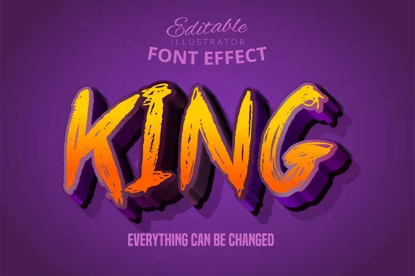 Кинг Текст Эффект Трехмерного Фиолетового Оранжевого Съедобного Шрифта — стоковый вектор