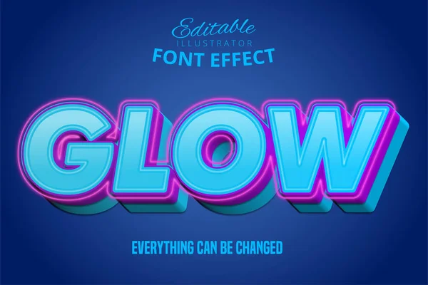 Glödtext Puple Och Blå Redigerbar Teckensnittseffekt — Stock vektor
