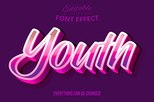 Modern Youth Script Editable Typography Font Effect — Stock Vector