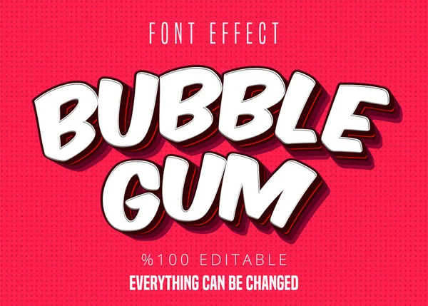 Bubble Gum Tekst Bewerkbaar Lettertype Effect — Stockvector