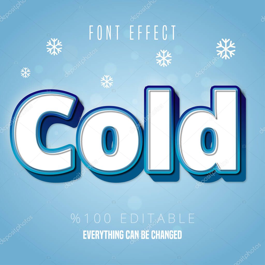Cold text, editable font effect