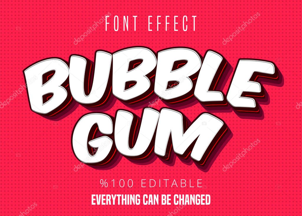 Bubble Gum text, editable font effect