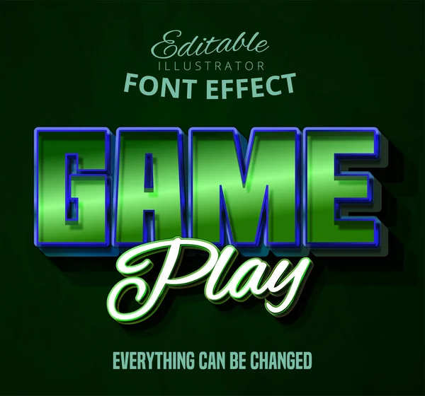 Game Play Text Editable Font Effect — Stock Vector