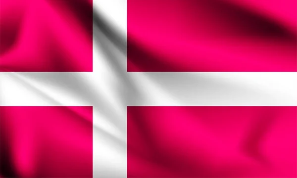덴마크 국기가 바람에 날리고 있습니다 연재물의 일부이다 덴마크의 흔들리는 — 스톡 벡터
