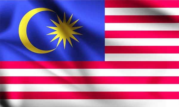 Bandera Malasia Soplando Viento Parte Una Serie Malasia Ondeando Bandera — Vector de stock