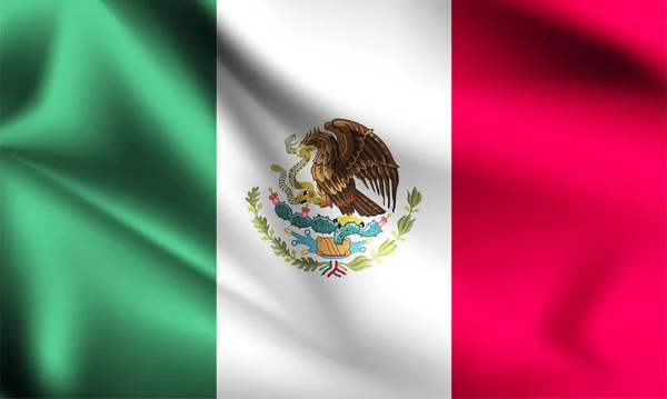 Bandera México Soplando Viento Parte Una Serie México Ondeando Bandera — Vector de stock