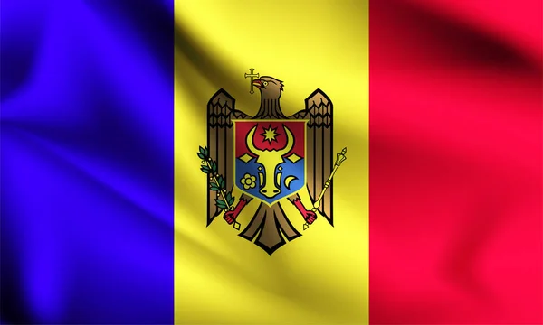 Bandera Moldavia Soplando Viento Parte Una Serie Moldavia Ondeando Bandera — Vector de stock