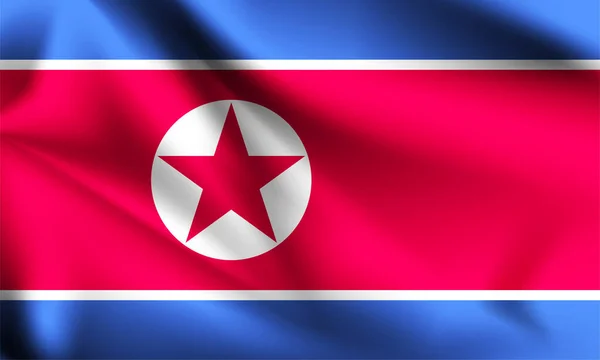 Noord Koreaanse Vlag Wapperend — Stockvector