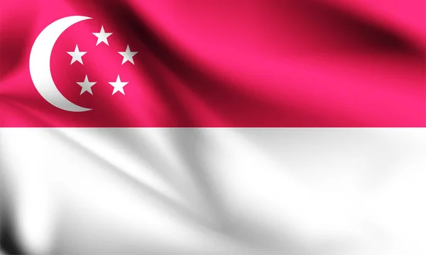 Bandera Singapur Soplando Viento Parte Una Serie Singapur Ondeando Bandera — Vector de stock