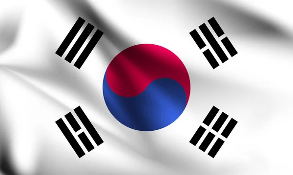 風に韓国のフラグが吹いている シリーズの一部です 韓国の旗を振って — ストックベクタ