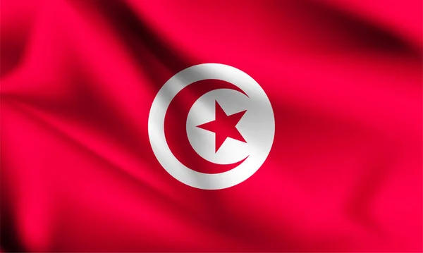 Tunézia Zászlaját Fújja Szél Egy Sorozat Része Tunézia Lengő Zászló — Stock Vector