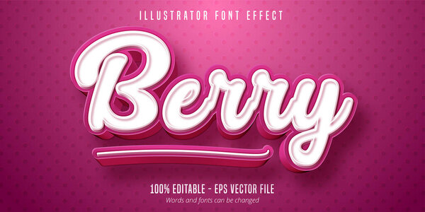 Berry text, 3d pastry style editable font effect