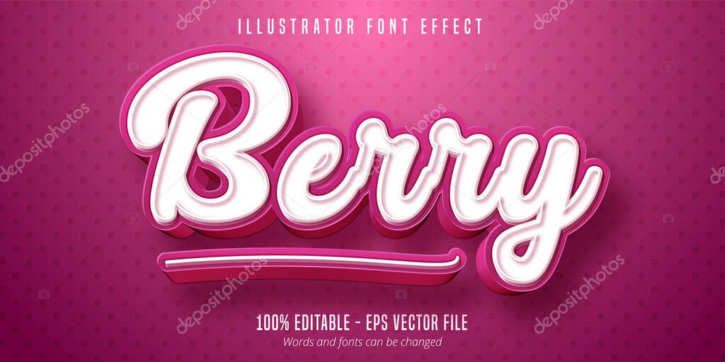 Berry text, 3d pastry style editable font effect