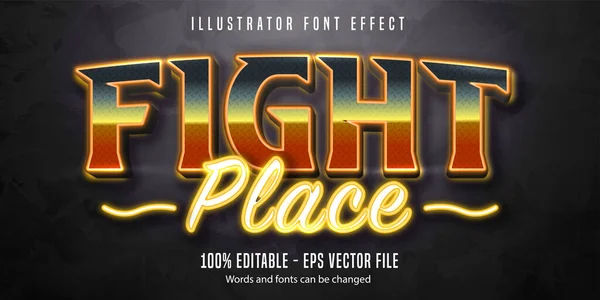 Fight Place Text Neon Light Style Editable Text Effect — Stockový vektor