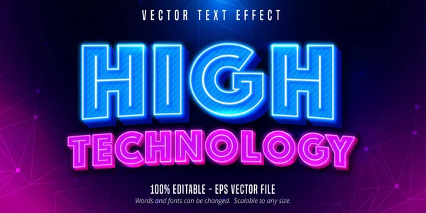 Texto Alta Tecnología Efecto Texto Editable Estilo Neón — Archivo Imágenes Vectoriales