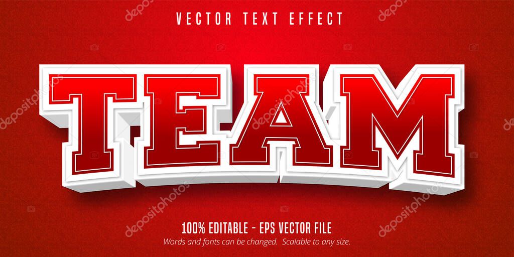 Team text, sport style editable text effect