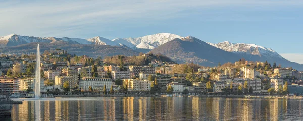 Lugano Suiza Enero 2018 Vista Del Centro Lugano Con Lago — Foto de Stock