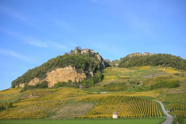 Village Château Chalon Dessus Des Vignes Dans Département Jura Franche — Photo