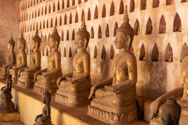 Buddha Szobrok Wat Sisaket Templom Vientiane Laosz — Stock Fotó