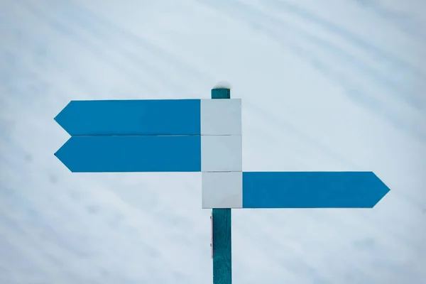 Blank Direction Signs Ski Resort Indicate Ski Runs — Stock Photo, Image