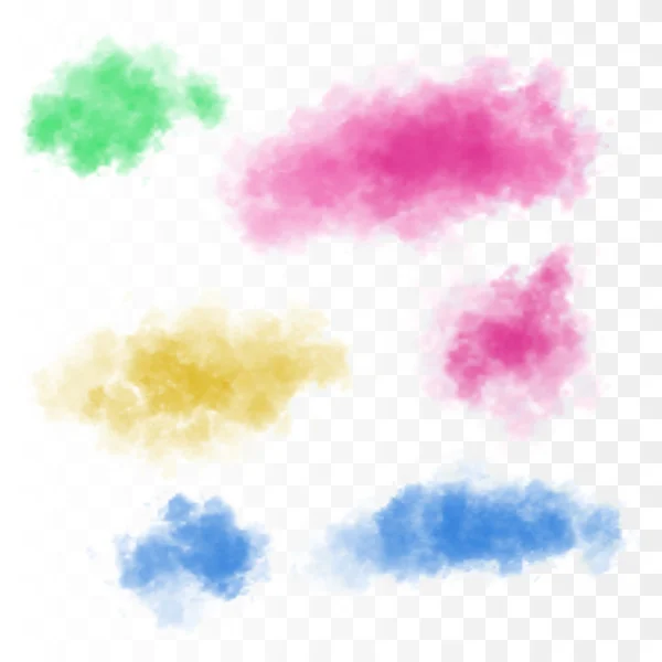 Conjunto de nubes de colores vectoriales para el diseño. Humo. — Archivo Imágenes Vectoriales