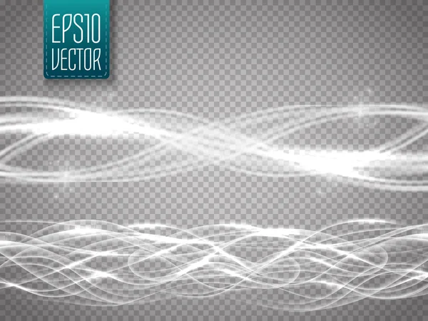 Abstract smooth glow light wave vector set on transparent background. Special effects for your artwork.