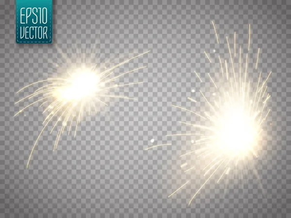 Set of metal welding with sparks or sparklers isolated — Stock Vector