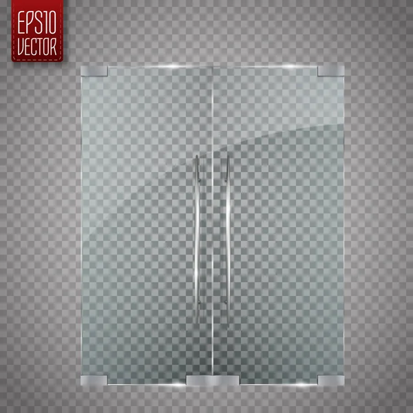 Porta in vetro isolata su sfondo trasparente. Vettore — Vettoriale Stock