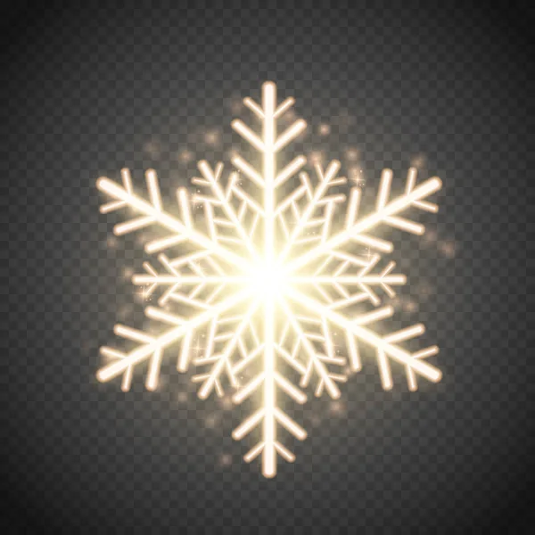 Shine golden snowflake with glitter isolated. Christmas vector decoration — Stock Vector