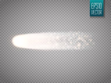 Büyük toz ve gaz yollar izole ile parlak kuyruklu yıldız. Vektör