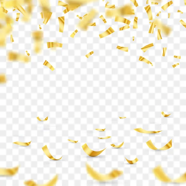 Gyllene konfetti faller isolerade. Vektorillustration. — Stock vektor