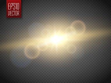 Şeffaf Altın Işıltı etkisi. Parıltılı yıldız patlaması