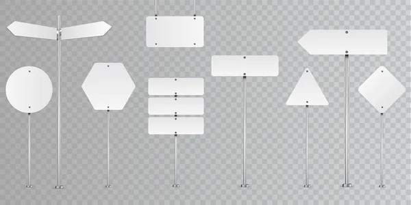 Uppsättning av tom vektor vägmärken isolerad på transparent bakgrund. — Stock vektor