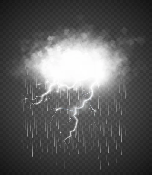 Storm och Lightning med regn isolerade — Stock vektor