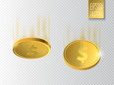 Altın sikke. Saydam arka plan üzerinde izole para.