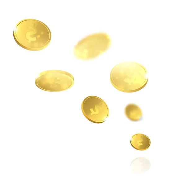 Ilustração vetorial de moedas de ouro voadoras. Dinheiro isolado . — Vetor de Stock