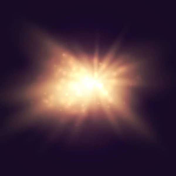 Διαφανές εφέ φωτός Golden Glow. Αστέρι σπινθηροβόλο — Διανυσματικό Αρχείο