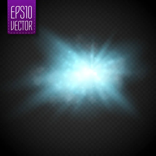 Efecto de luz brillante transparente. Estallido de estrellas con destellos — Archivo Imágenes Vectoriales