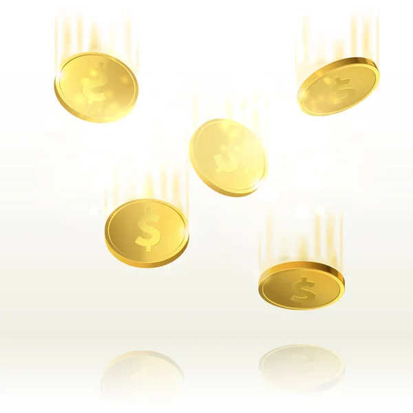 Ilustração vetorial de moedas de ouro voadoras. Dinheiro isolado . — Vetor de Stock