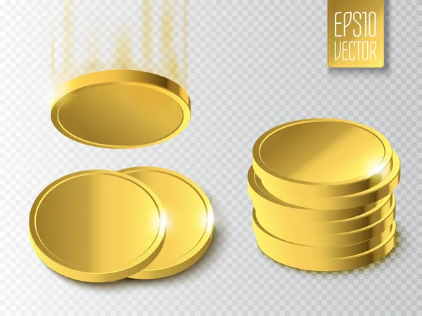 Золоті монети. Гроші ізольовані на прозорому фоні . — стоковий вектор