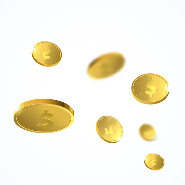 Vector Ilustración de monedas de oro voladoras. Dinero aislado . — Vector de stock